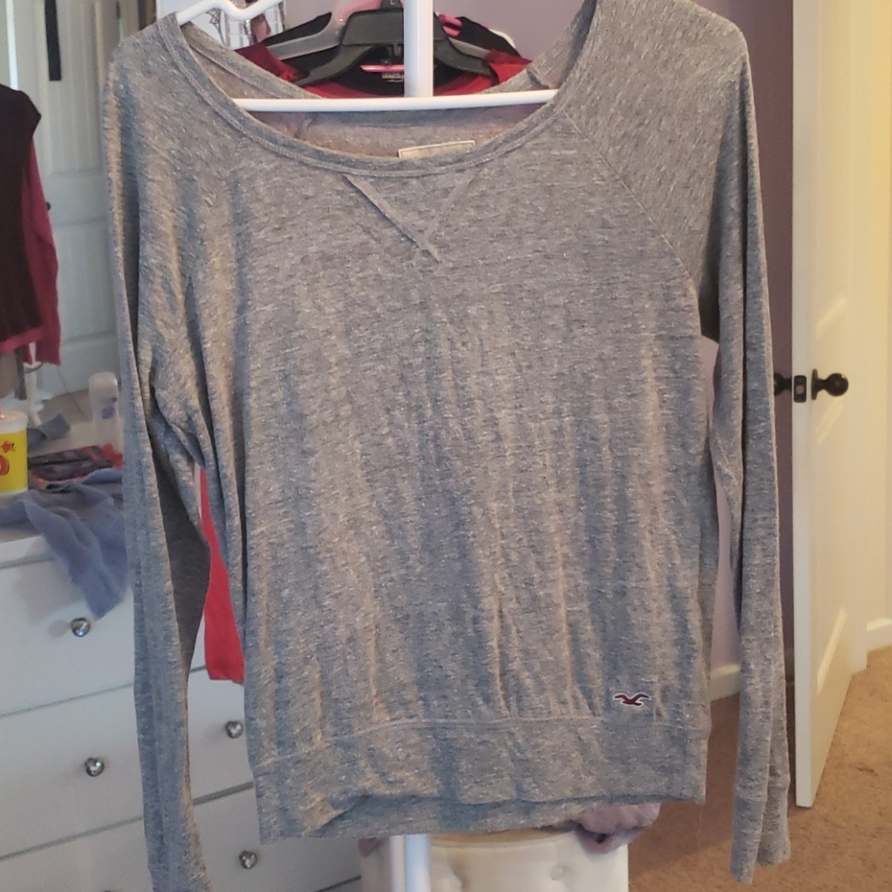 Hollister Grey Off The Shoulder Tee